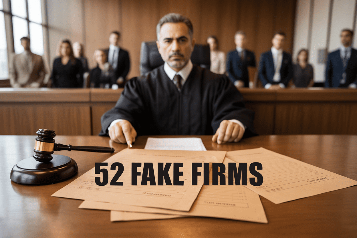52 fake firms .138 work permits.5 guilty